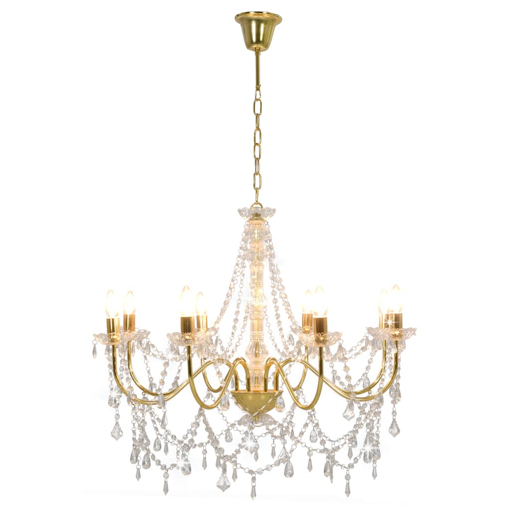 Lustre avec perles Doré 8 douilles E14