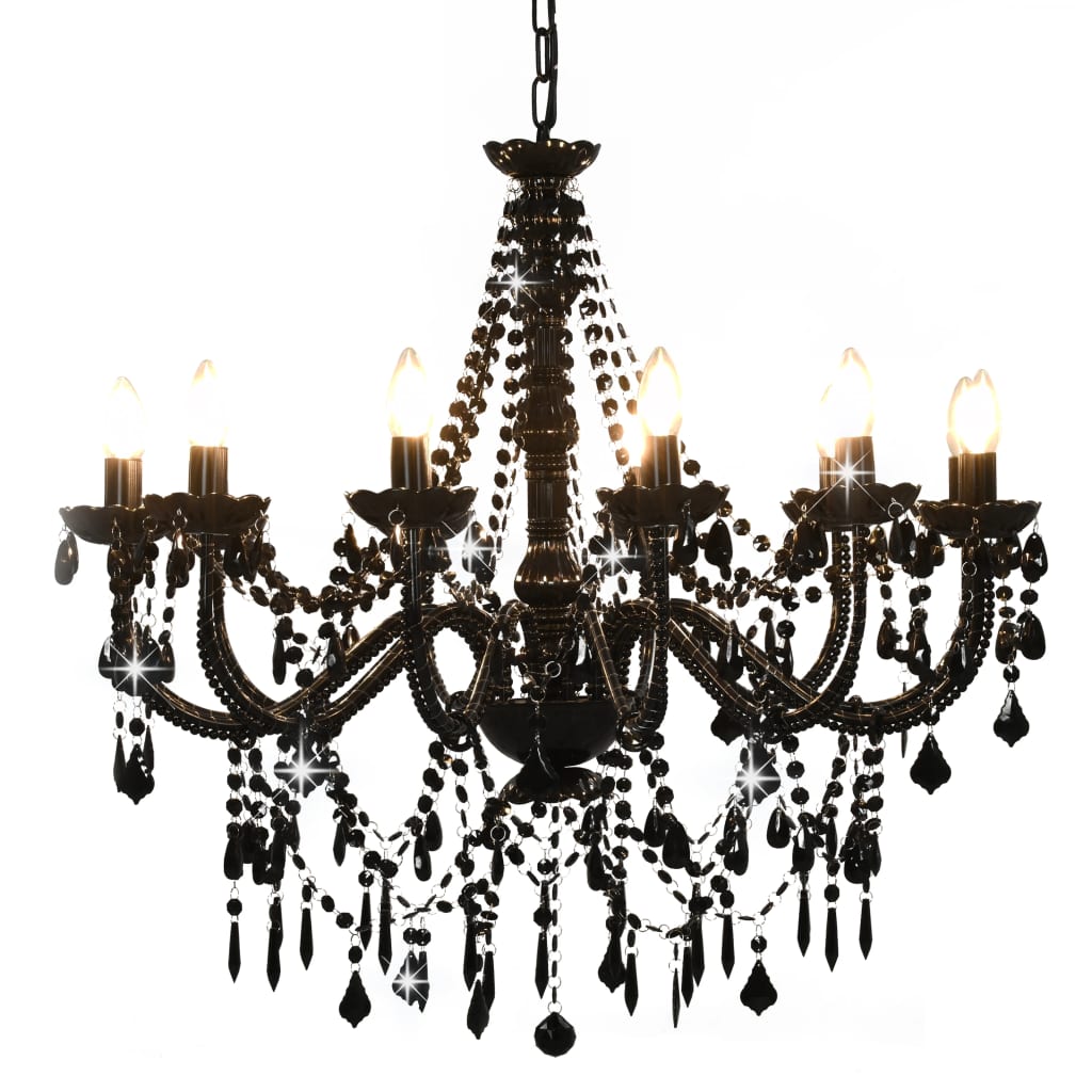 Lustre avec perles noires 12 × douilles E14