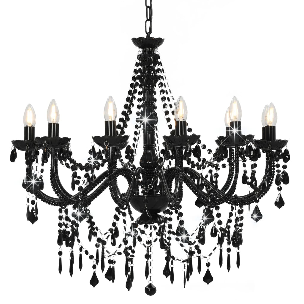 Lustre avec perles noires 12 × douilles E14