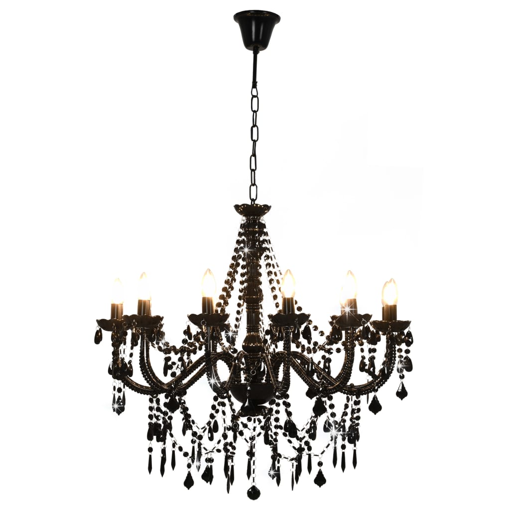 Lustre avec perles noires 12 × douilles E14