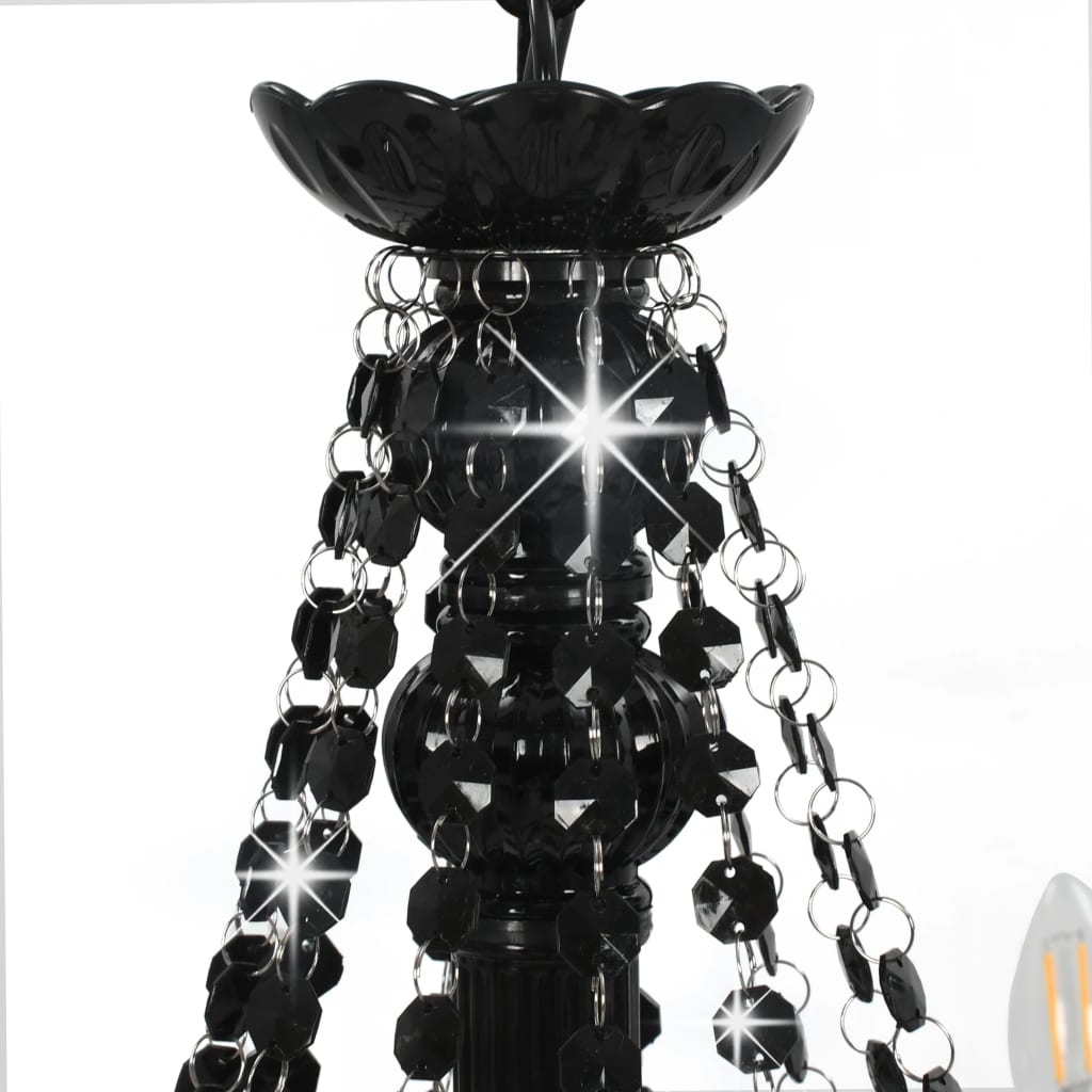 Lustre avec perles noires 12 × douilles E14