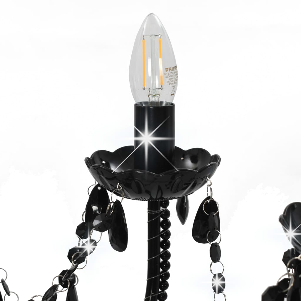 Lustre avec perles noires 12 × douilles E14
