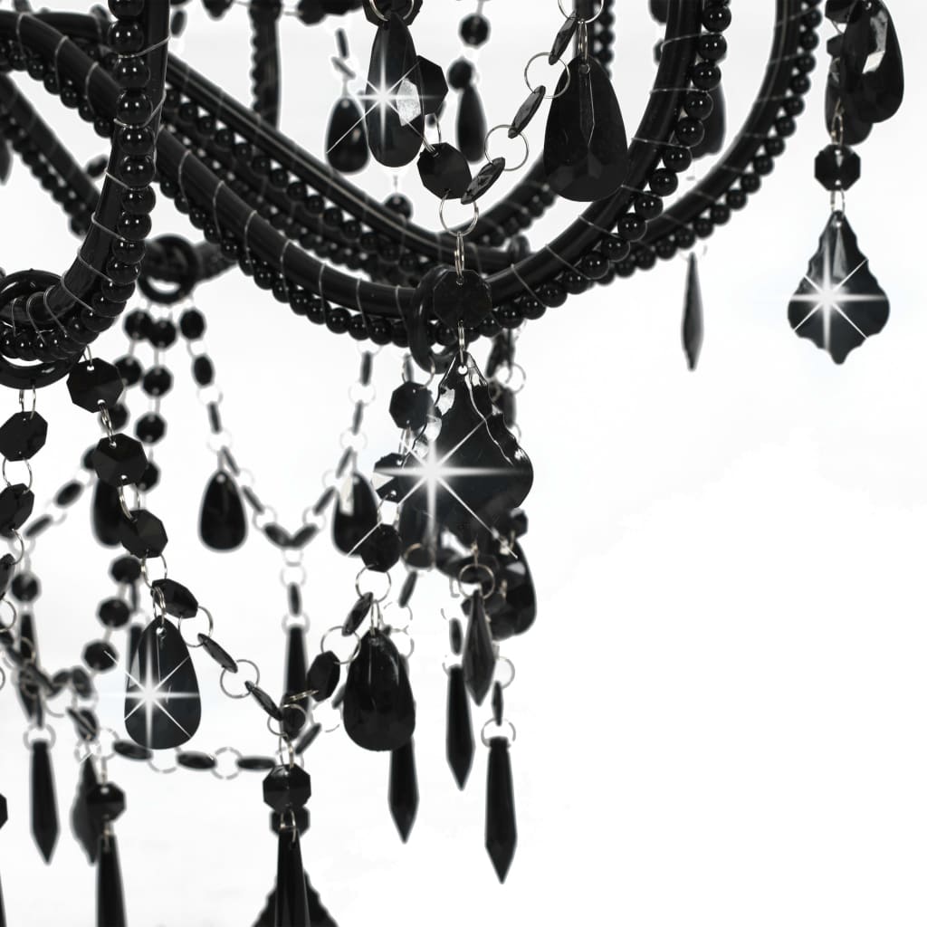 Lustre avec perles noires 12 × douilles E14