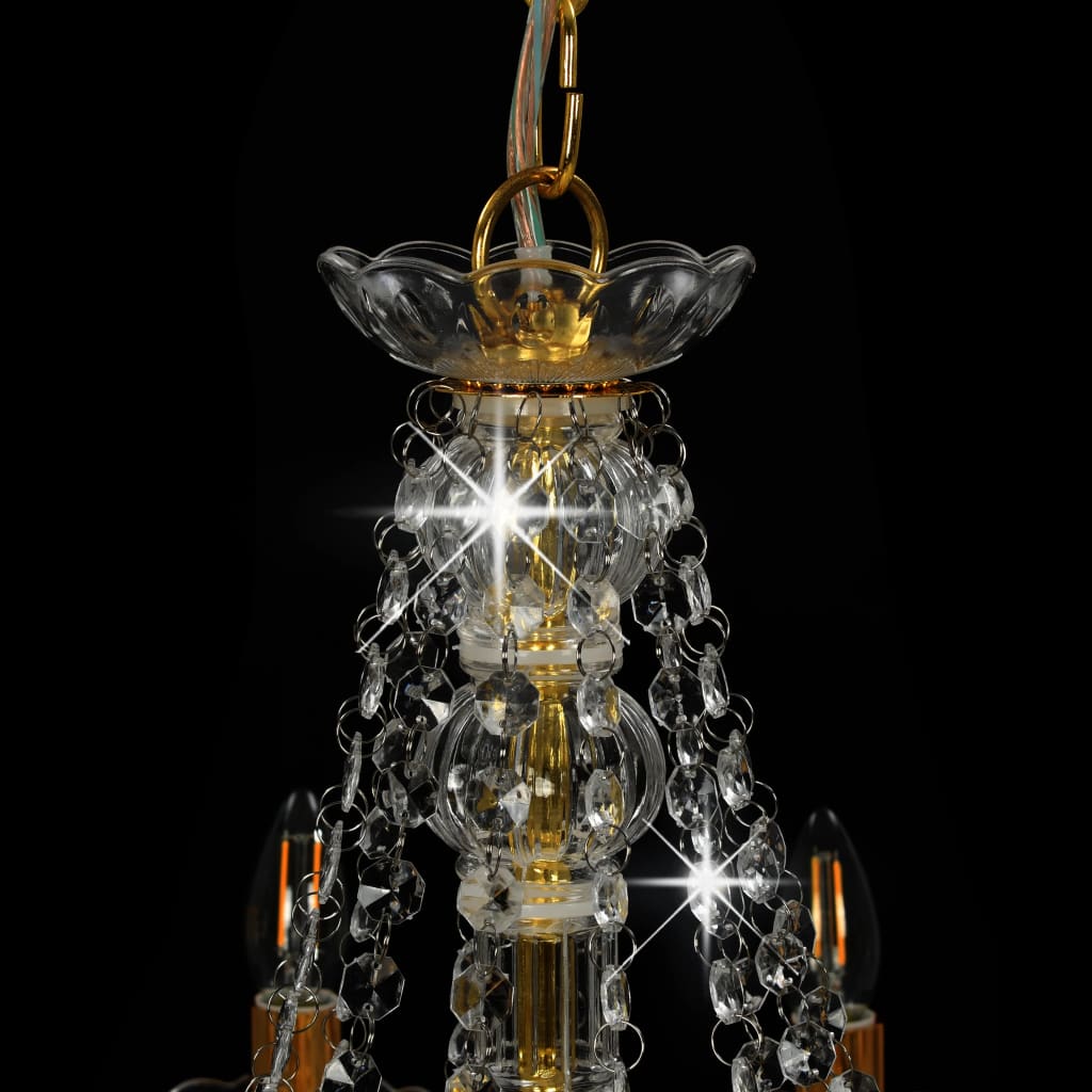Lustre avec perles Doré 12 douilles E14