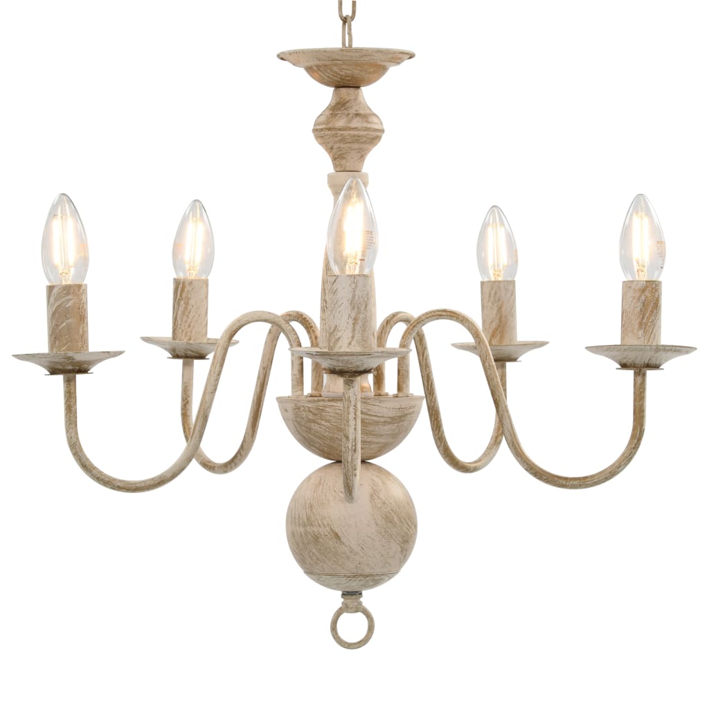 Lustre blanc antique 5 ampoules E14