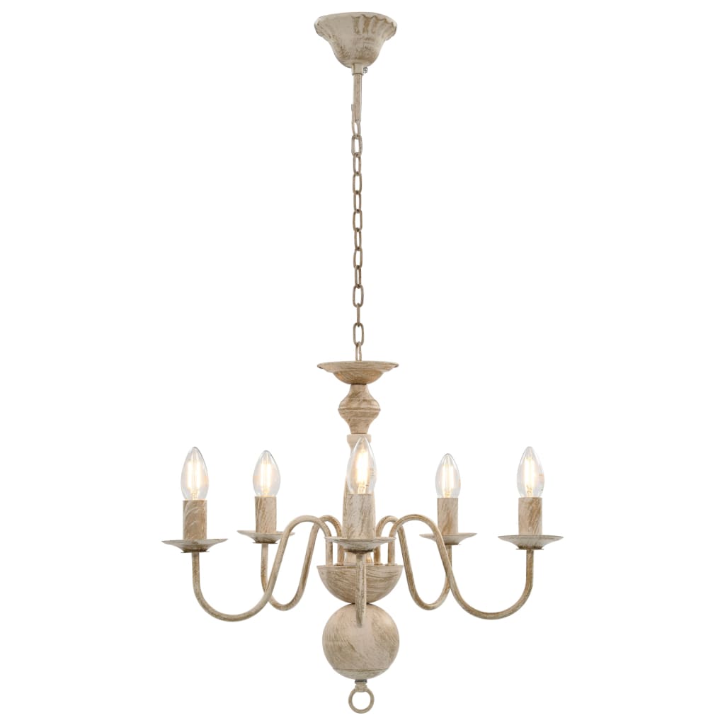 Lustre blanc antique 5 ampoules E14