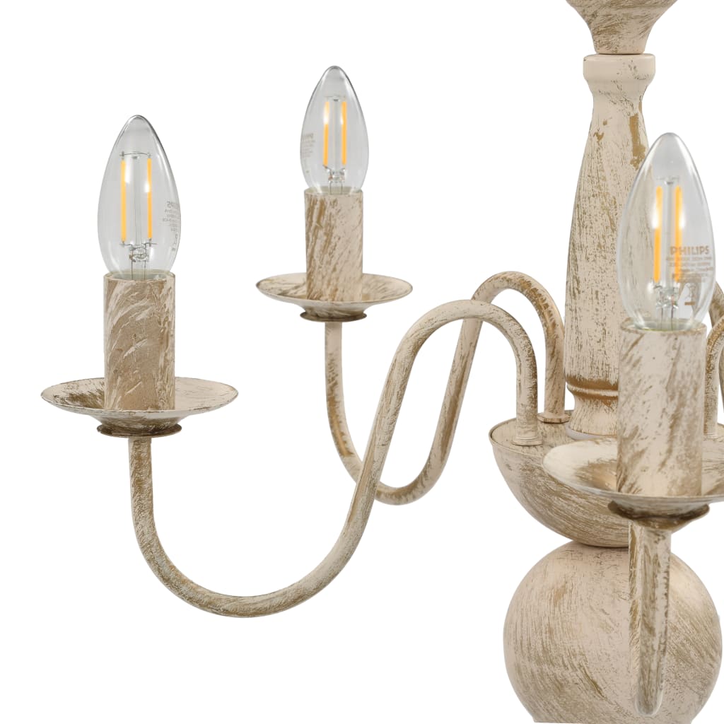 Lustre blanc antique 5 ampoules E14