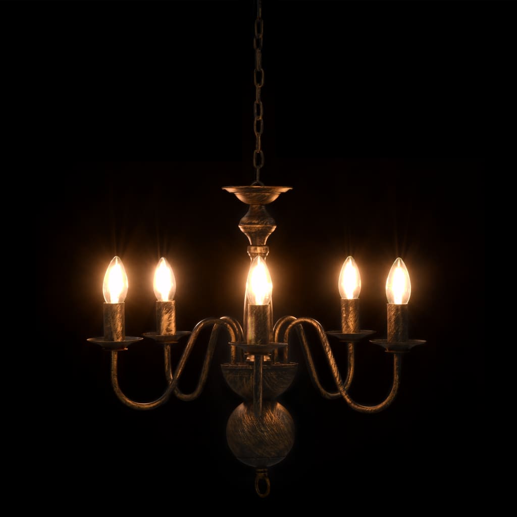 Lustre noir antique 5 ampoules E14