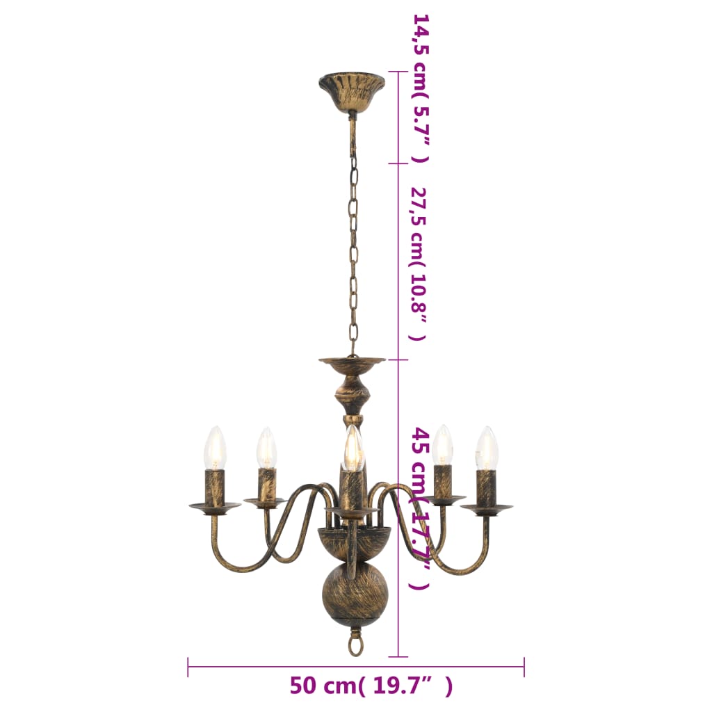 Lustre noir antique 5 ampoules E14