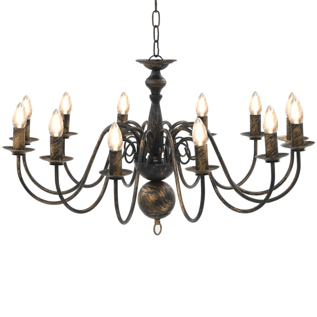 Lustre noir antique 12 douilles E14