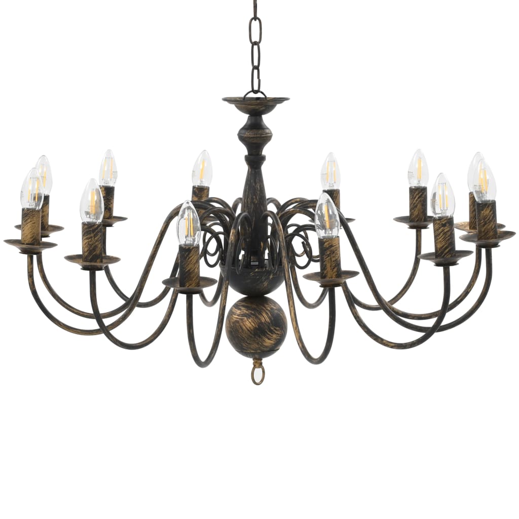 Lustre noir antique 12 douilles E14