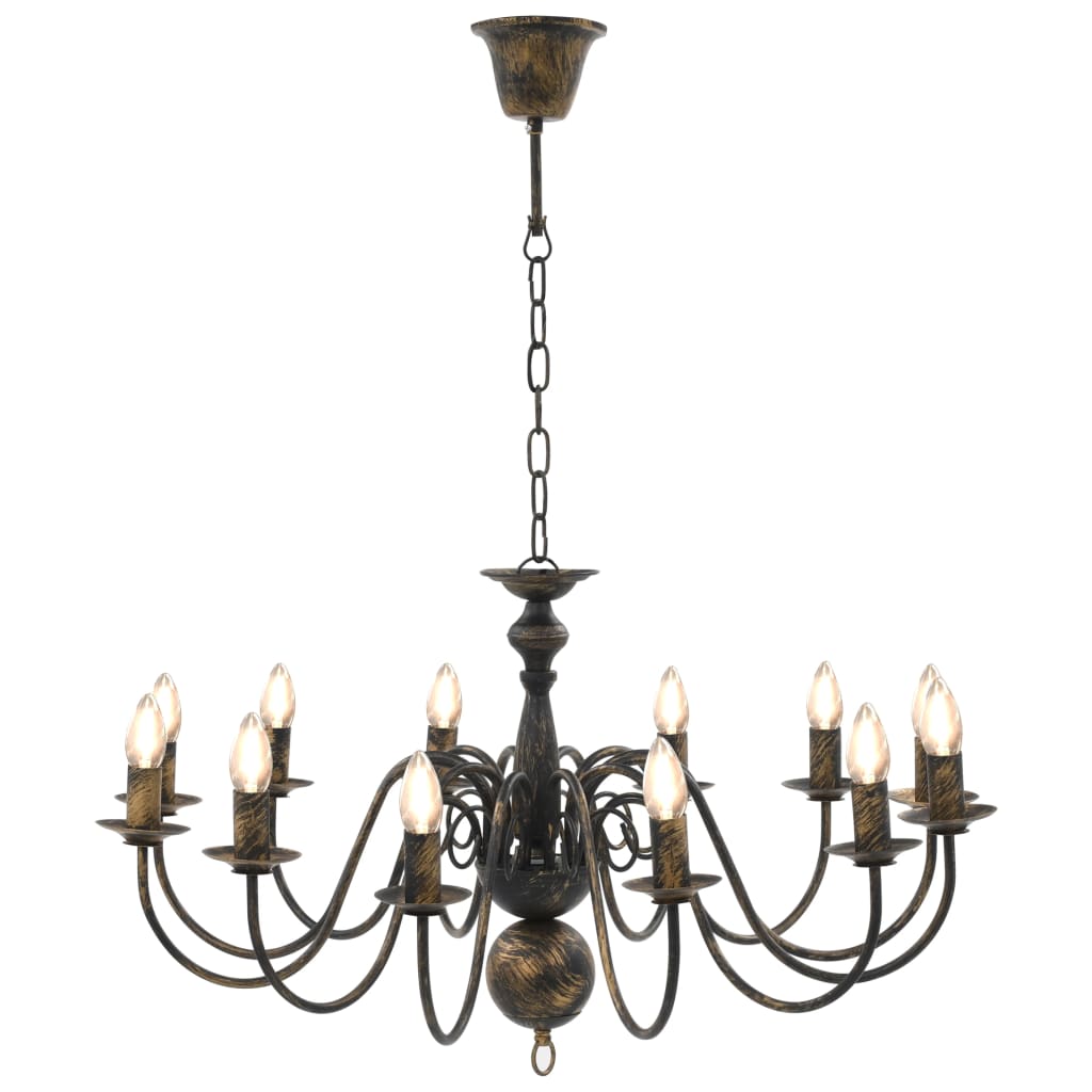 Lustre noir antique 12 douilles E14