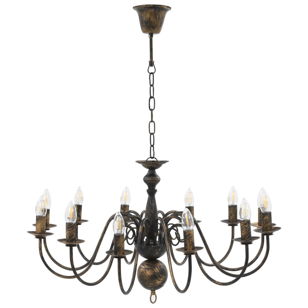 Lustre noir antique 12 douilles E14