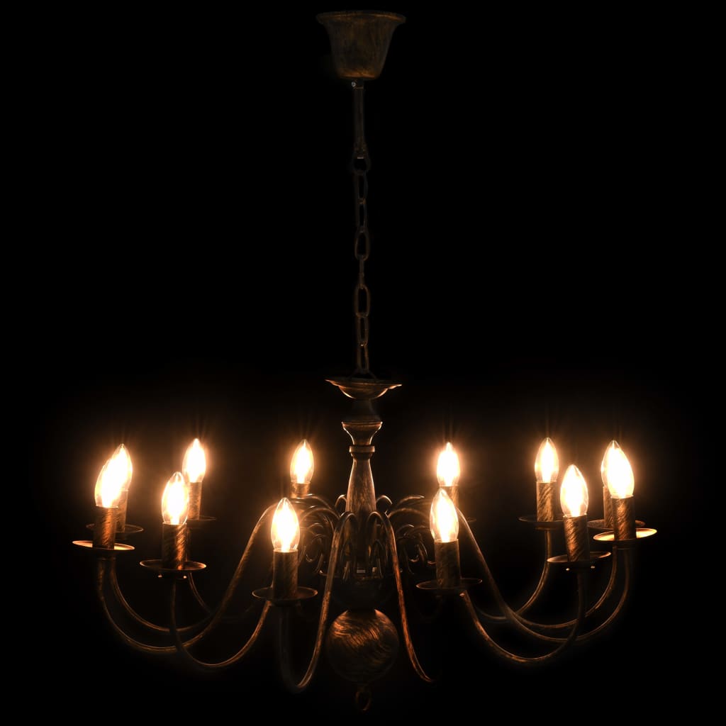 Lustre noir antique 12 douilles E14
