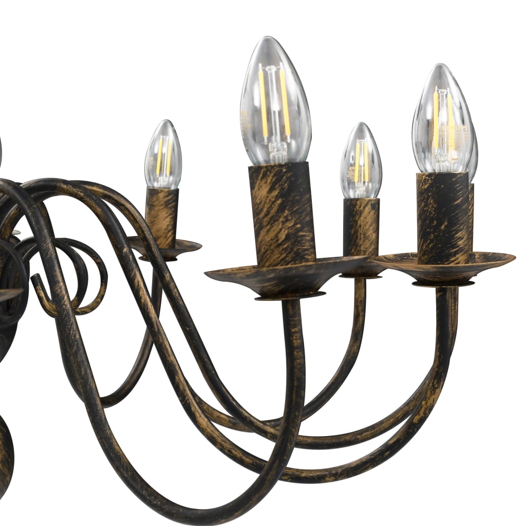 Lustre noir antique 12 douilles E14