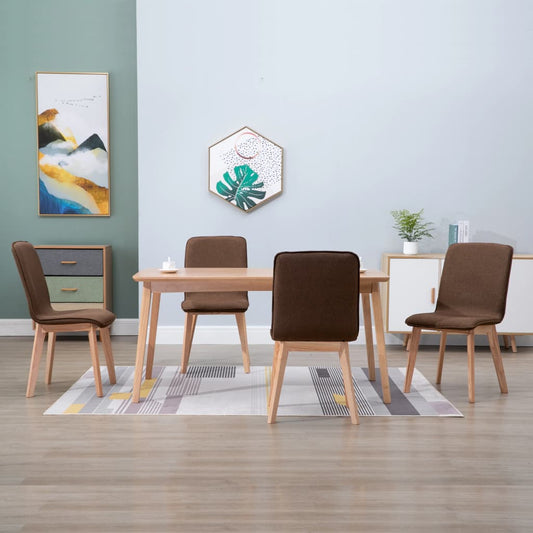 Esszimmerstühle 4 Stk. Braun Stoff und Massivholz Eiche