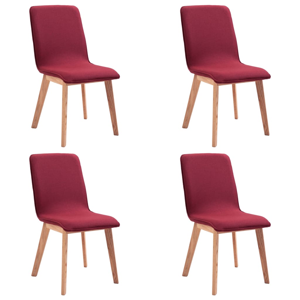 Esszimmerstühle 4 Stk. Rot Stoff und Massivholz Eiche