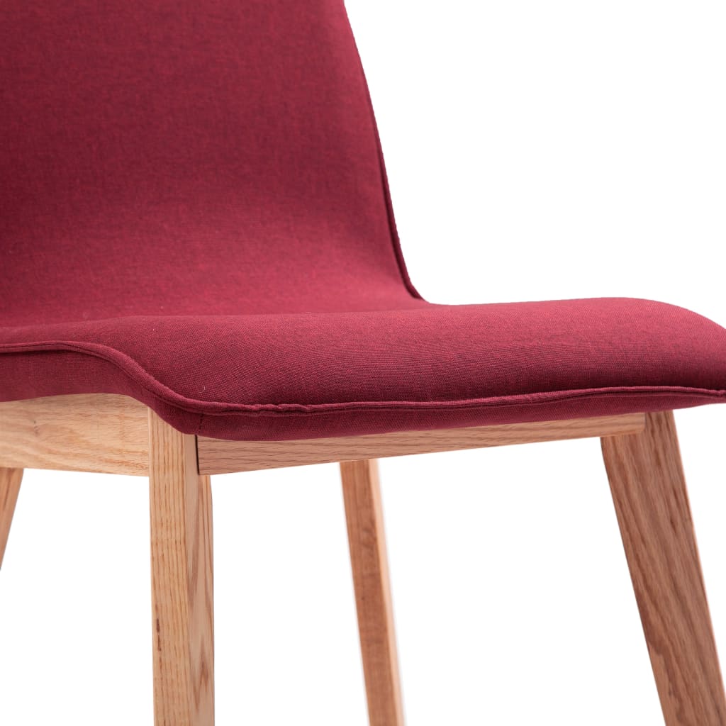 Esszimmerstühle 4 Stk. Rot Stoff und Massivholz Eiche
