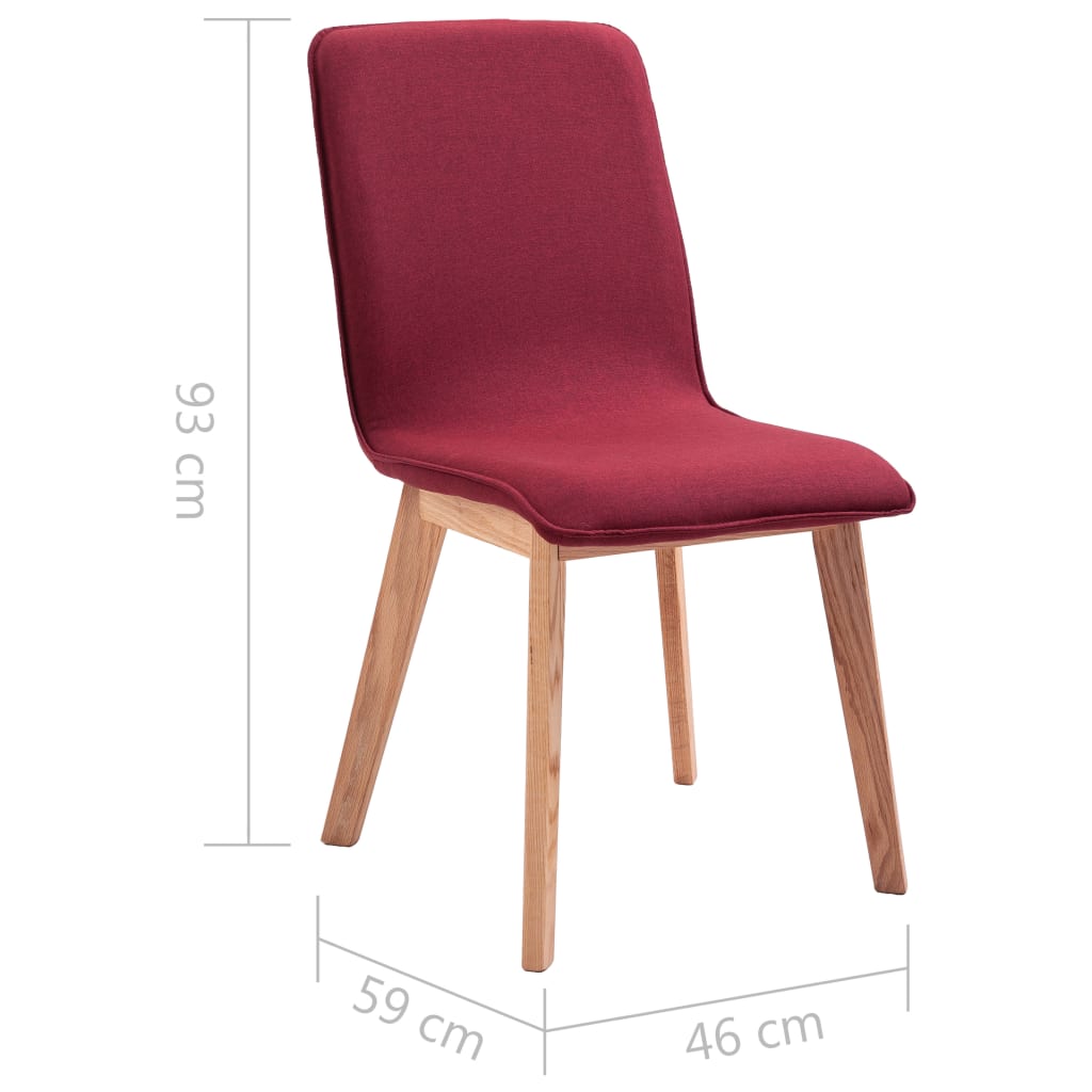Esszimmerstühle 4 Stk. Rot Stoff und Massivholz Eiche