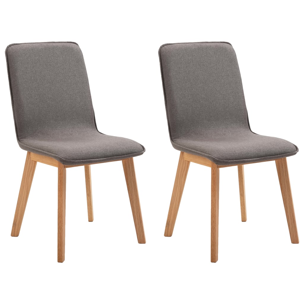 Esszimmerstühle 2 Stk. Taupe Stoff und Massivholz Eiche