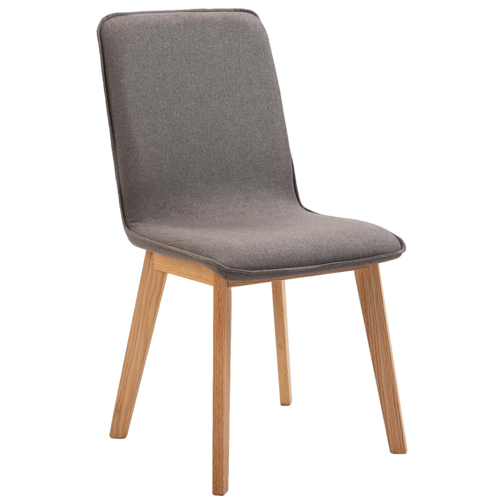 Esszimmerstühle 2 Stk. Taupe Stoff und Massivholz Eiche