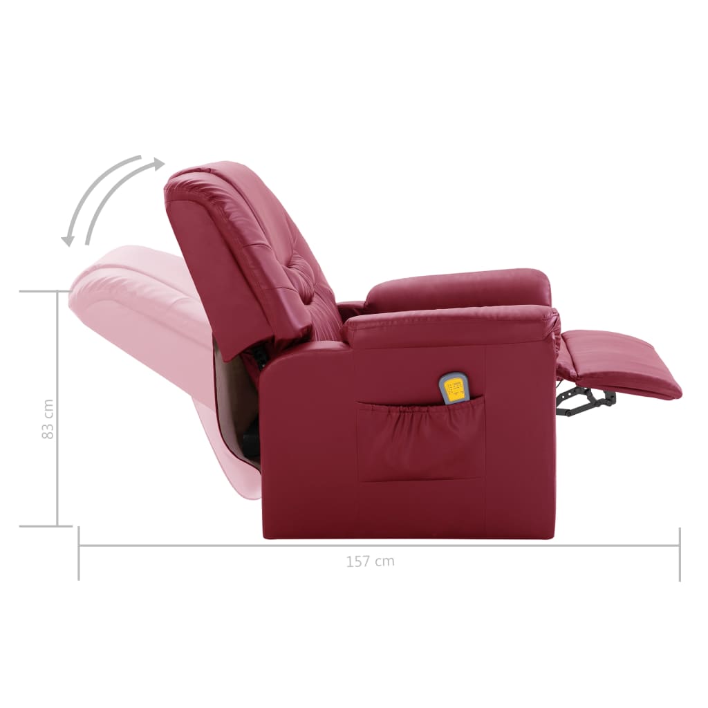 Massagesessel Weinrot Kunstleder