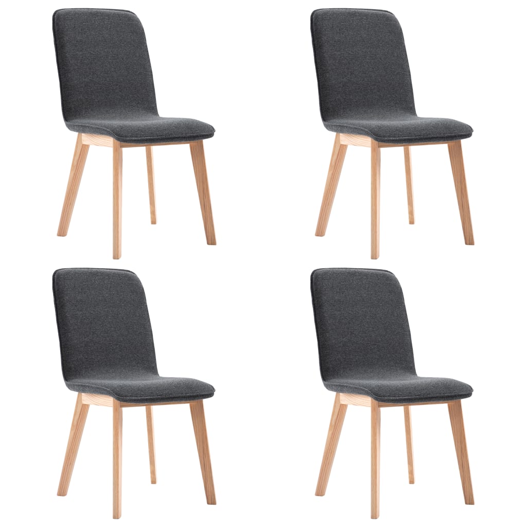 Esszimmerstühle 4 Stk. Grau Stoff Massivholz Eiche