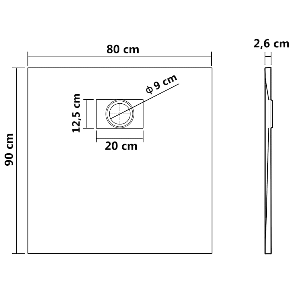 Duschwanne SMC Weiß 90×80 cm