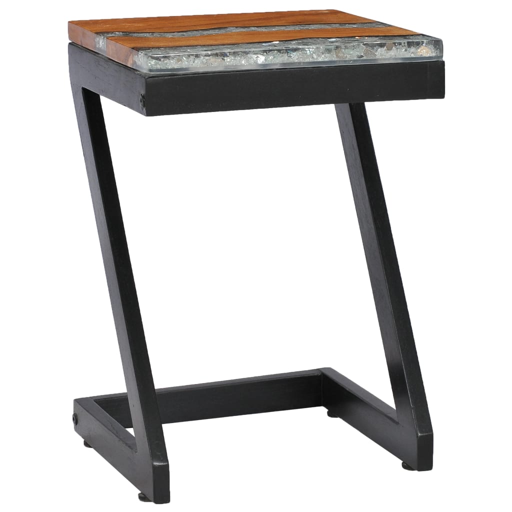 Coffee table 30 x 30 x 50 cm solid teak and polyresin