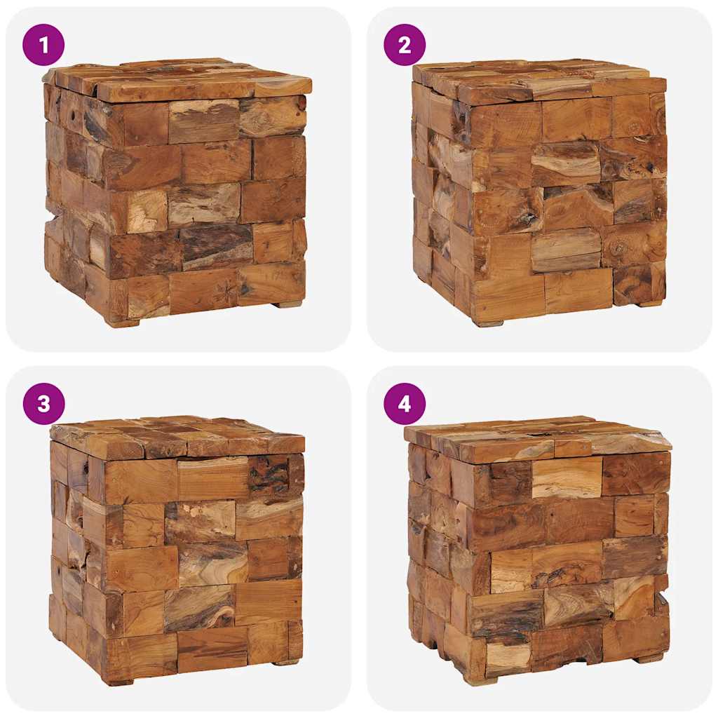 Hocker mit Stauraum Massivholz Teak