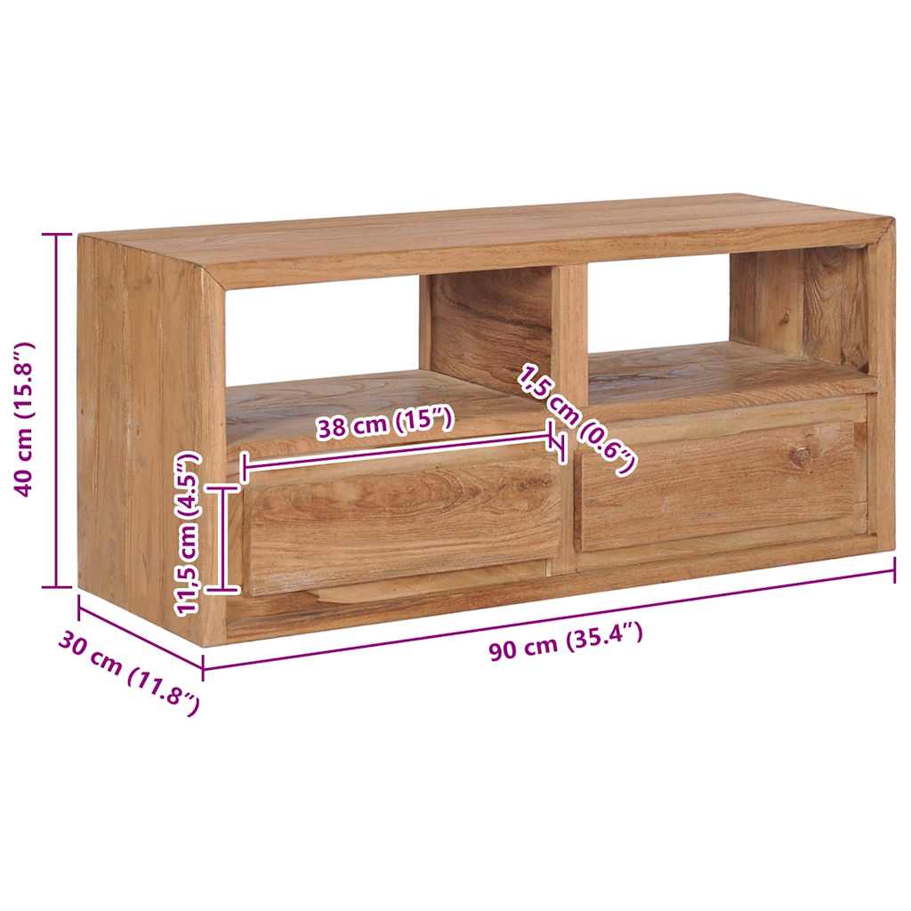 TV-Schrank 90x30x40 cm Massivholz Teak