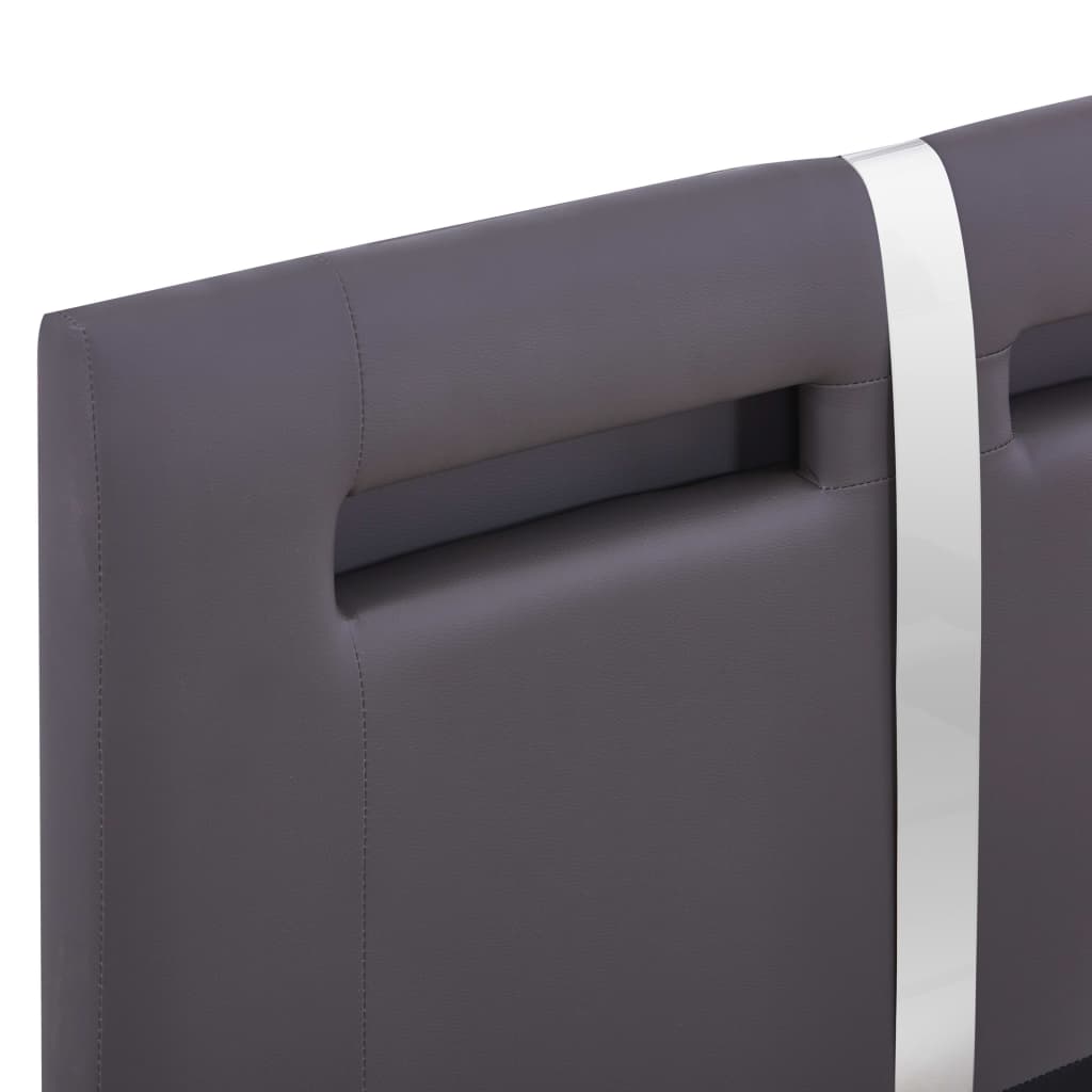 Bed frame with LED grey faux leather 90x200 cm