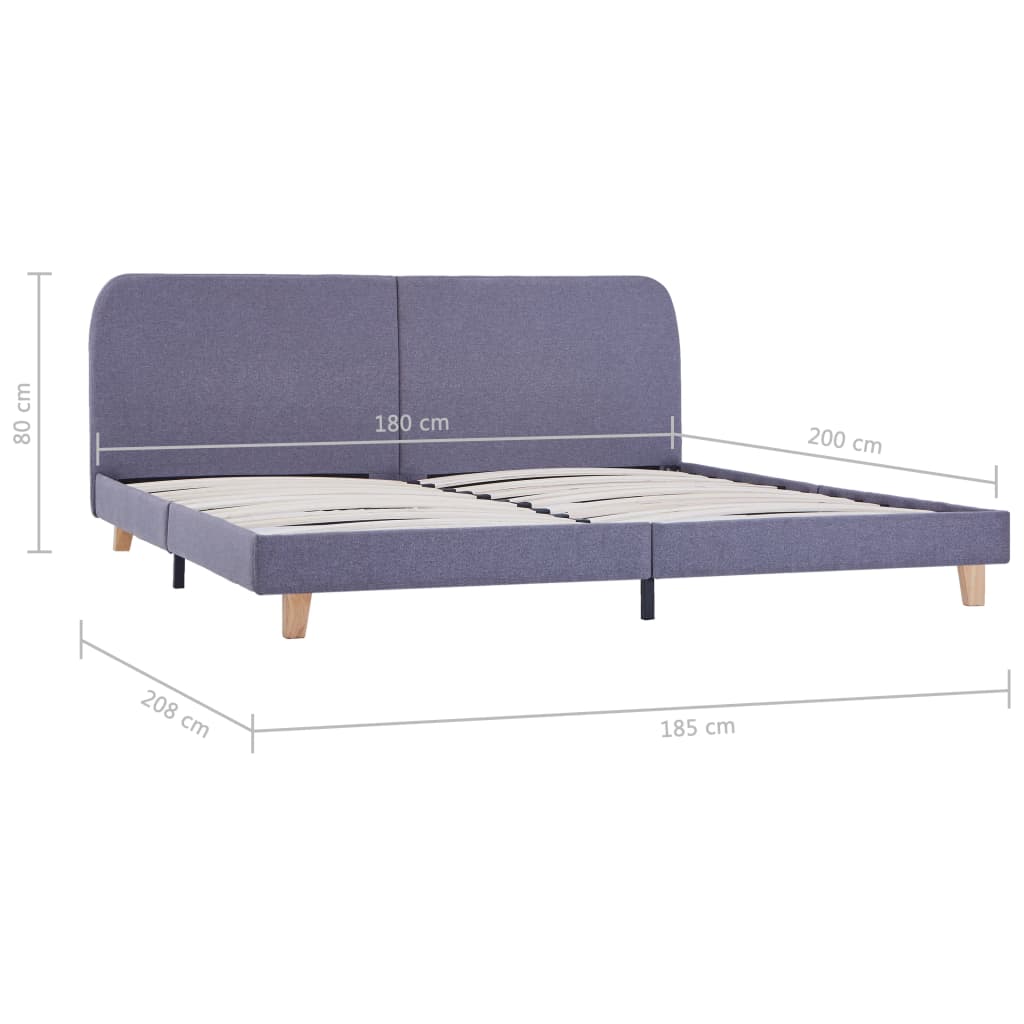 Bed frame light grey fabric 180x200 cm