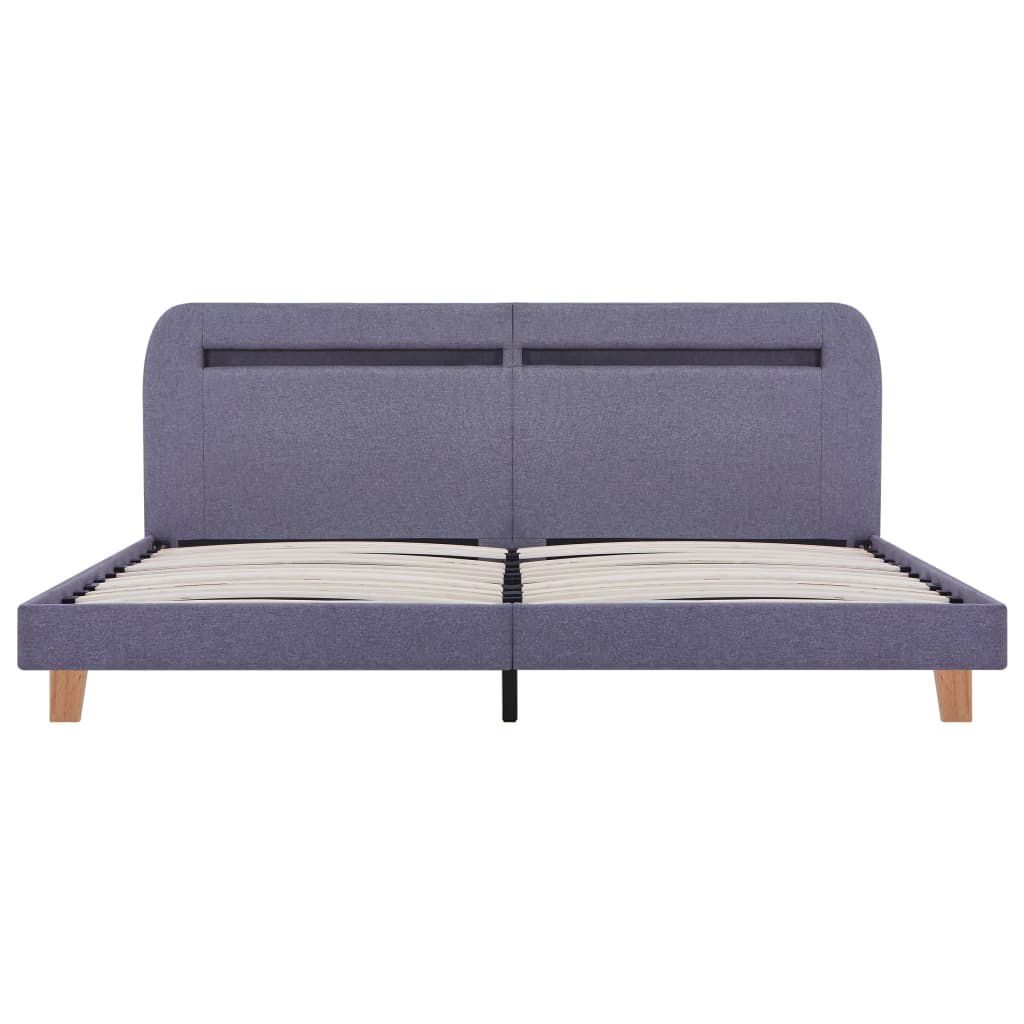 Bed frame with LED light grey fabric 160x200 cm