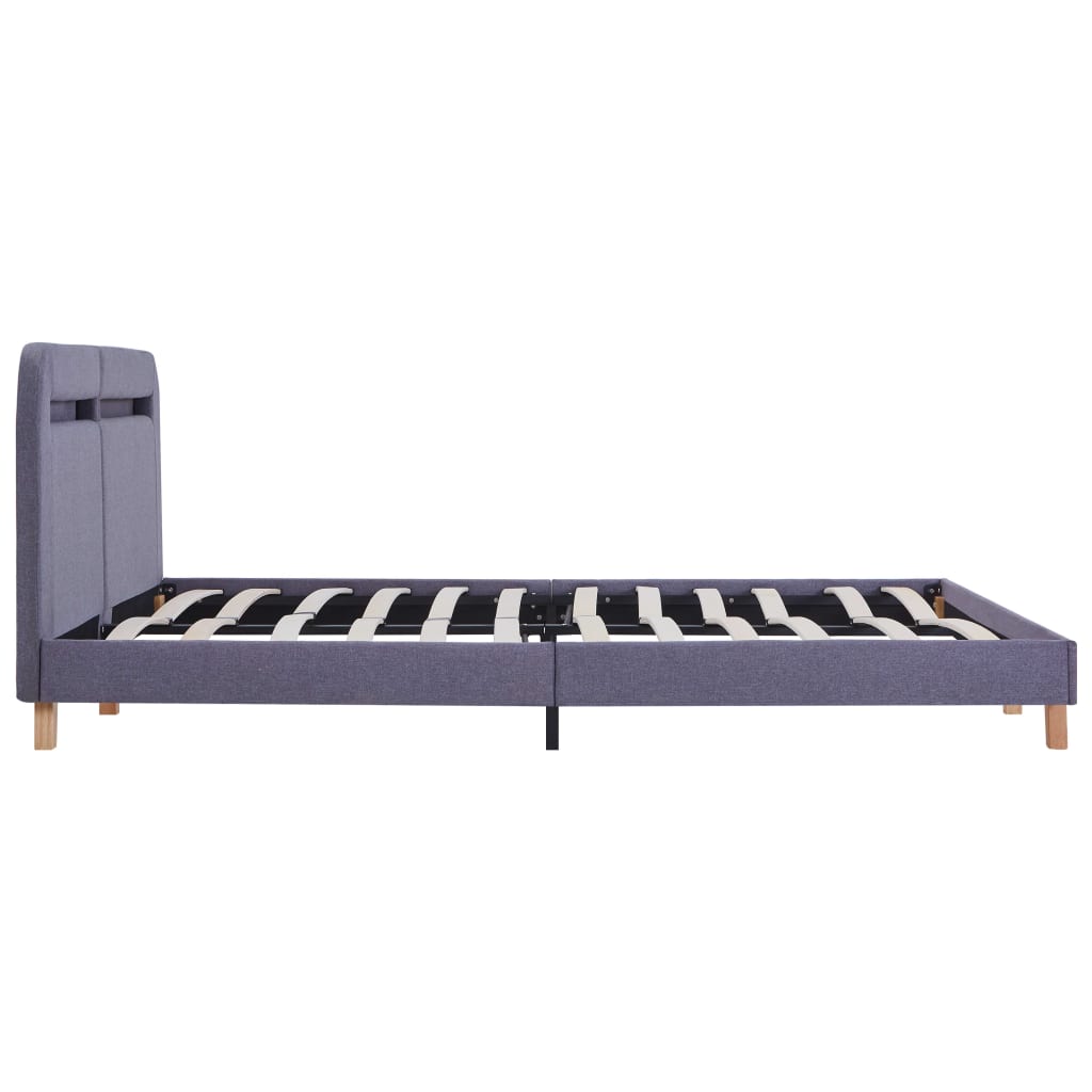 Bed frame with LED light grey fabric 160x200 cm