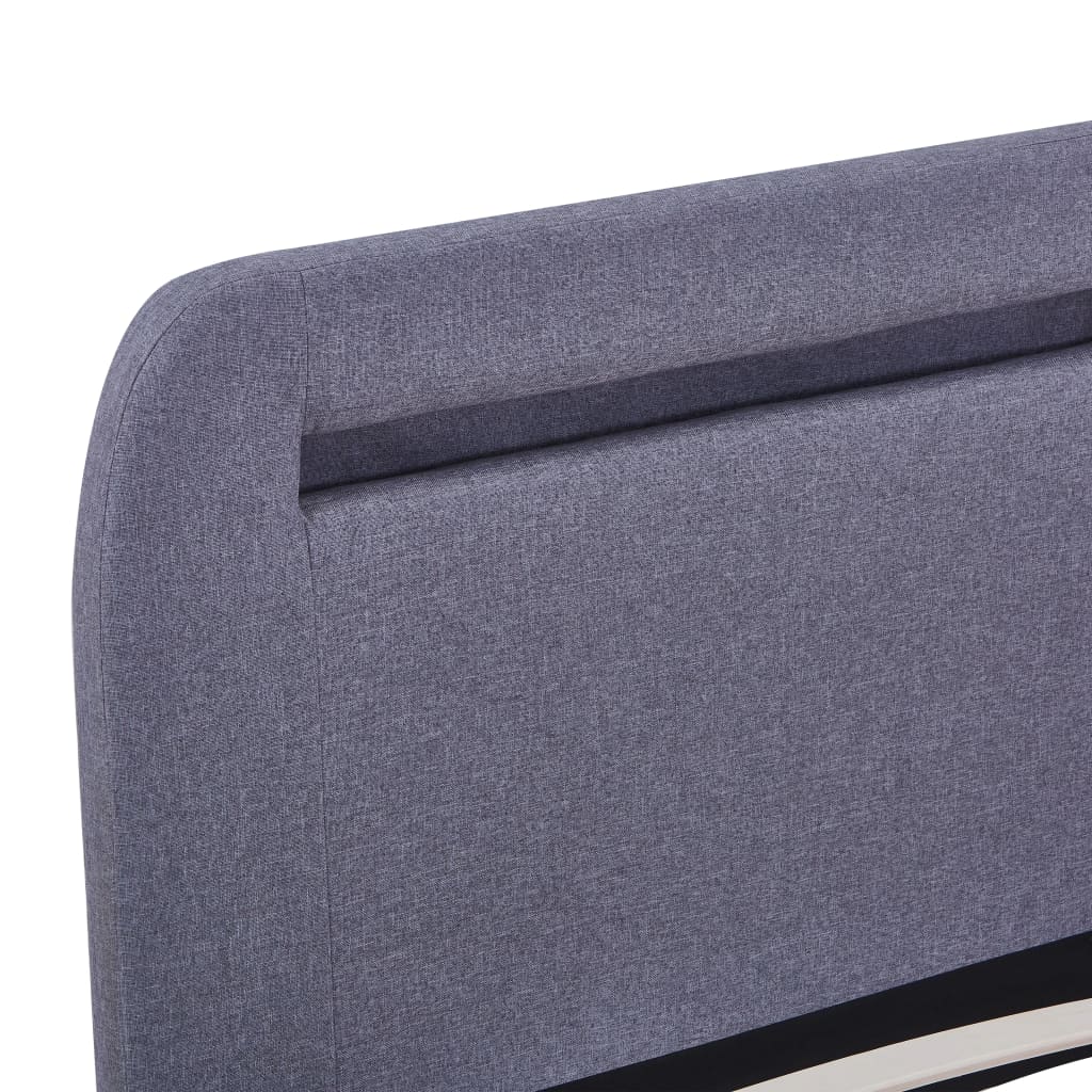 Bed frame with LED light grey fabric 160x200 cm