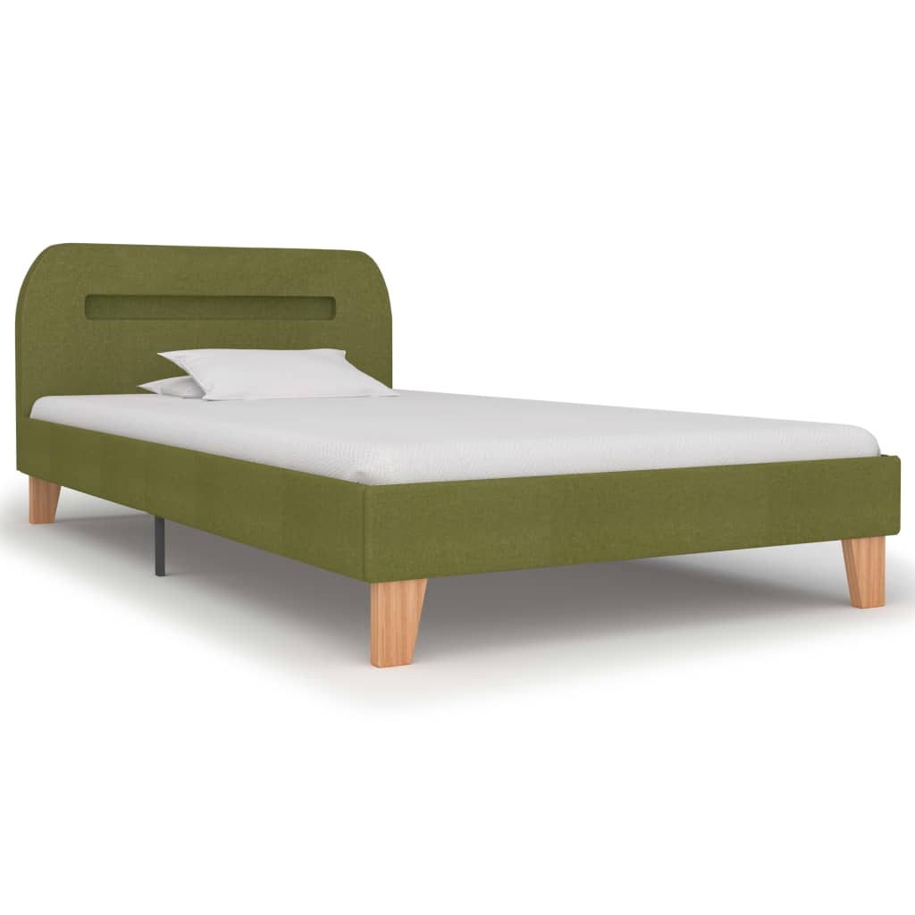 Bed frame with LED green fabric 90x200 cm