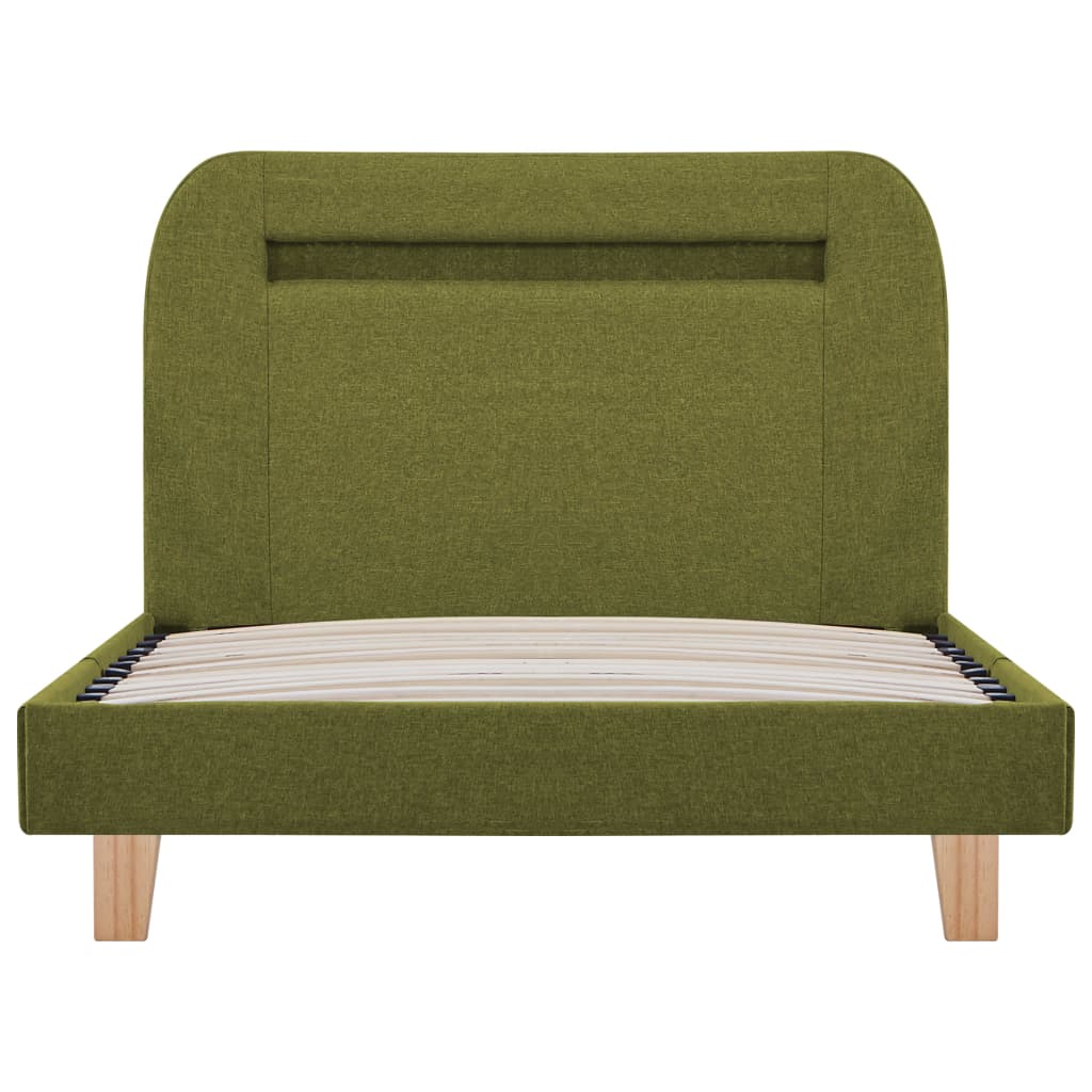 Bed frame with LED green fabric 90x200 cm