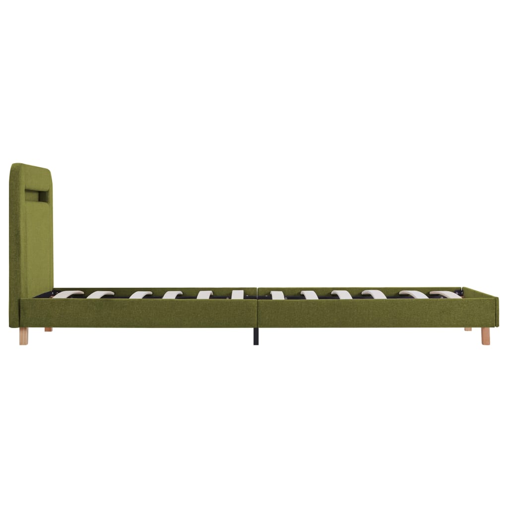 Bed frame with LED green fabric 90x200 cm