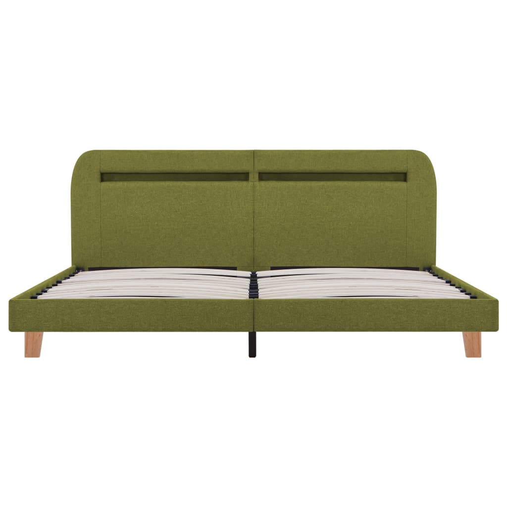 Bed frame with LED green fabric 160x200 cm