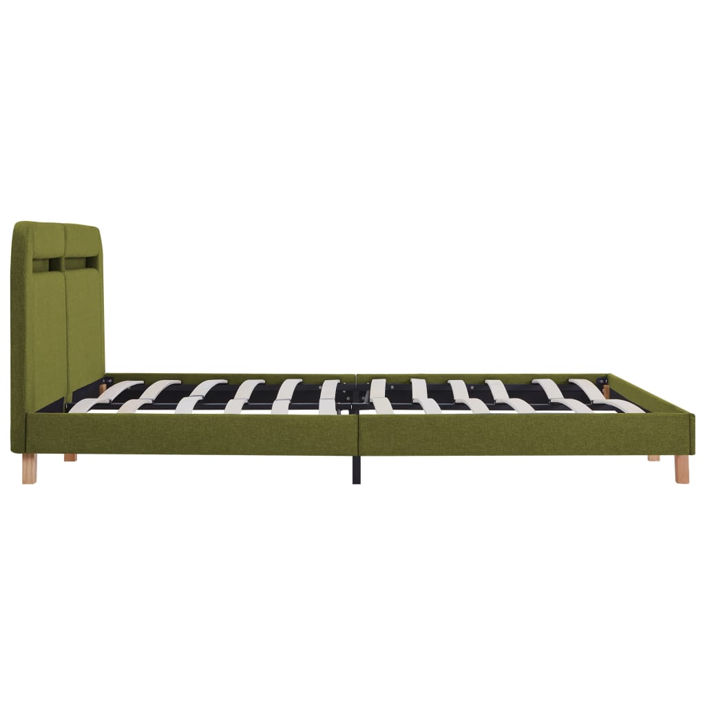Bed frame with LED green fabric 160x200 cm