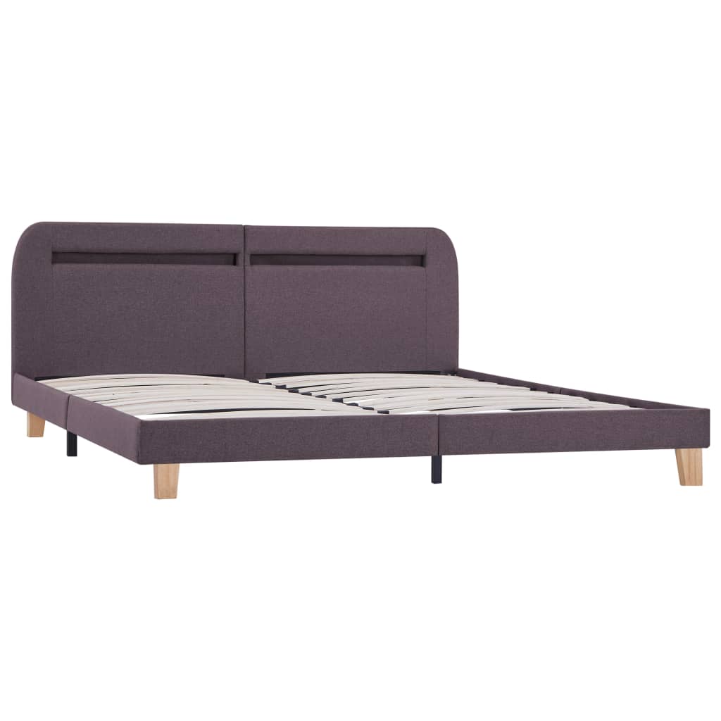 Bed frame with LED taupe fabric 160x200 cm