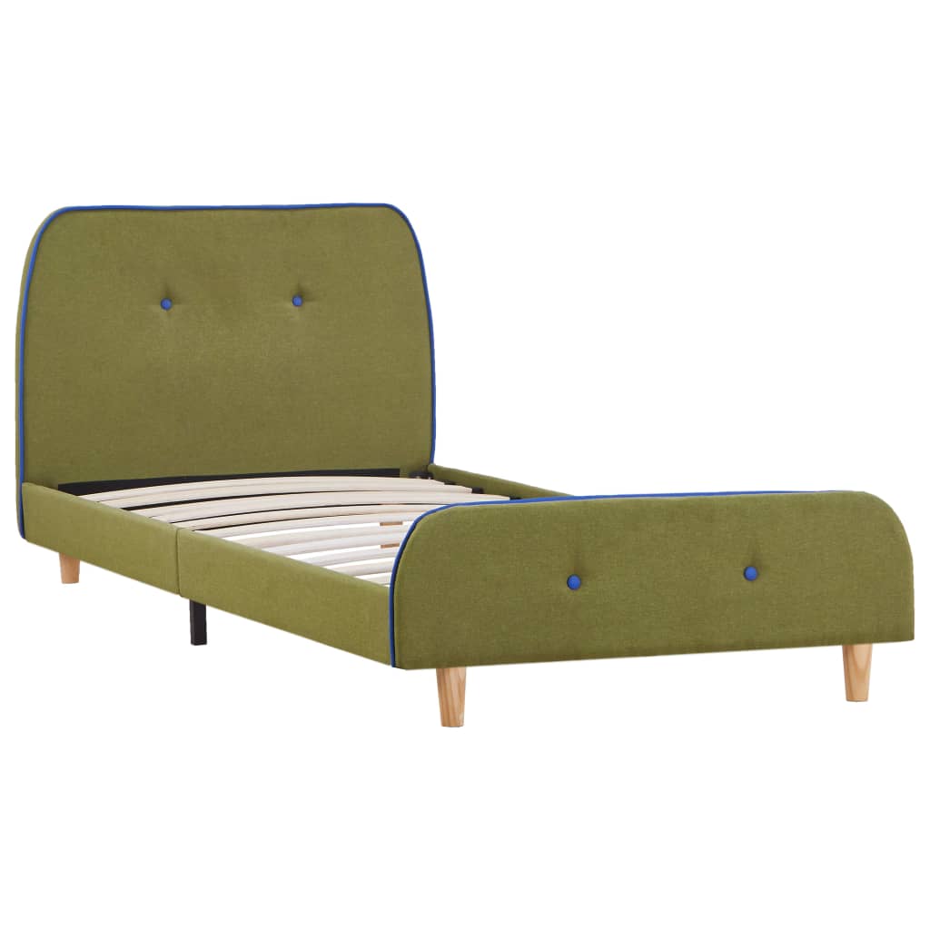 Bed frame green fabric 90x200 cm