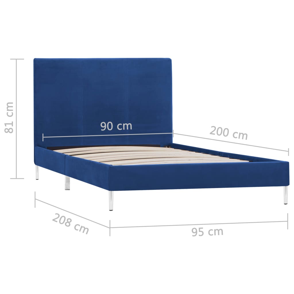 Bettgestell Blau Stoff 90×200 cm