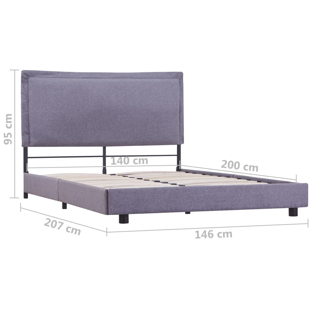 Bed frame light grey fabric 140x200 cm