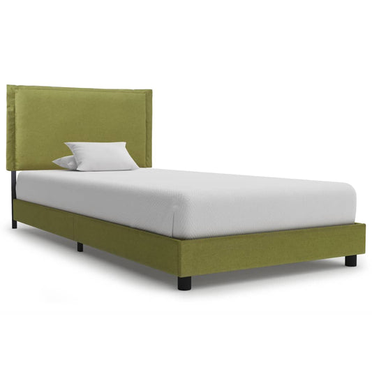 Bed frame green fabric 90x200 cm