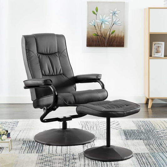 TV-Sessel mit Fußhocker Grau Kunstleder