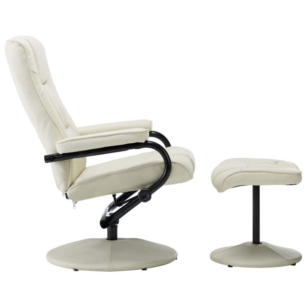 TV-Sessel mit Fußhocker Creme Kunstleder