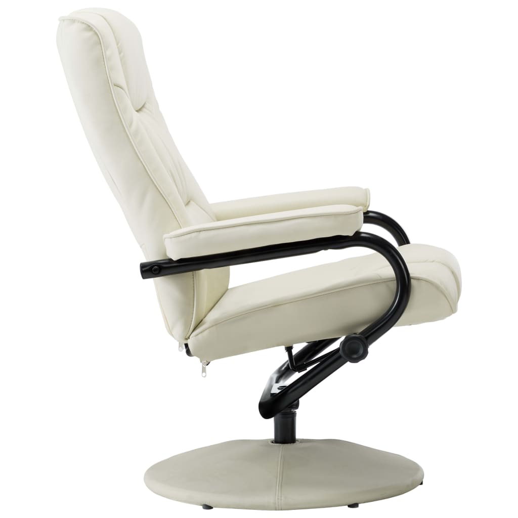 TV-Sessel mit Fußhocker Creme Kunstleder