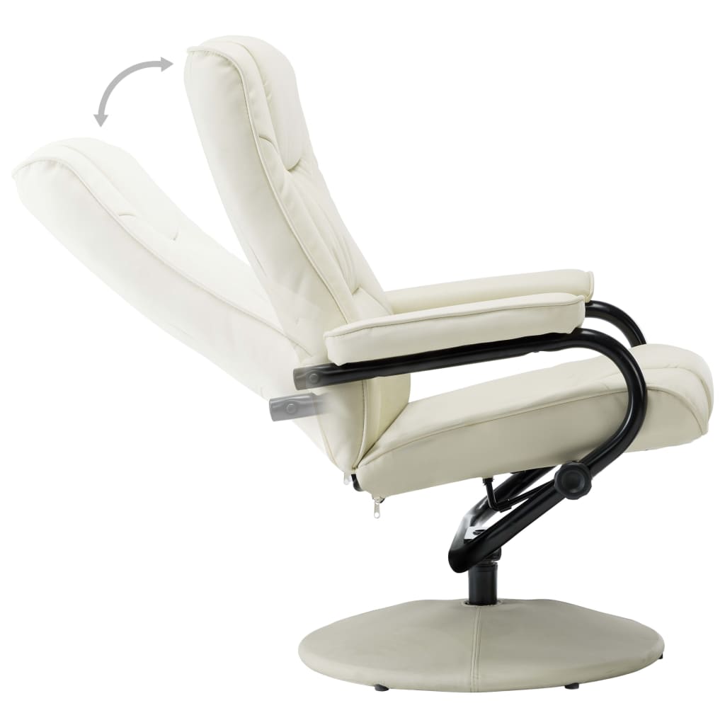 TV-Sessel mit Fußhocker Creme Kunstleder